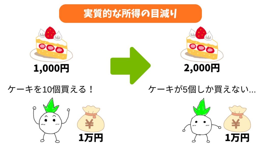 実質的な所得の目減りの解説画像