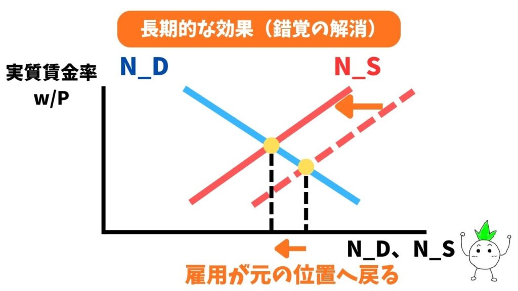 労働市場の長期的な効果(錯覚の解消)の画像